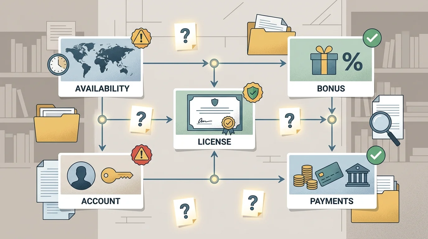 Decision board with caution badges for Golden Lion Casino UK questions
